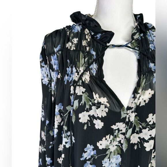 H&M Blogger Long Chiffon Dress Black Floral Large - Picture 8 of 14